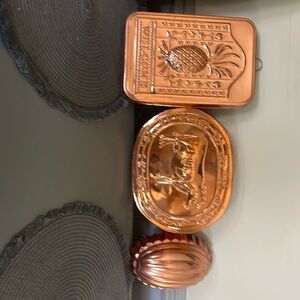 Copper/brass Kitchen molds, set of three
